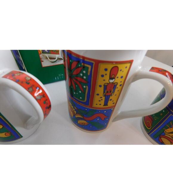 Vintage Signature Christmas Classics Mugs Cups Santa Snowman Angels Set of 4 - Picture 9 of 11